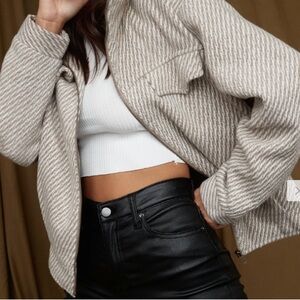 12th Tribe Marina Taupe Wool Moto Jacket